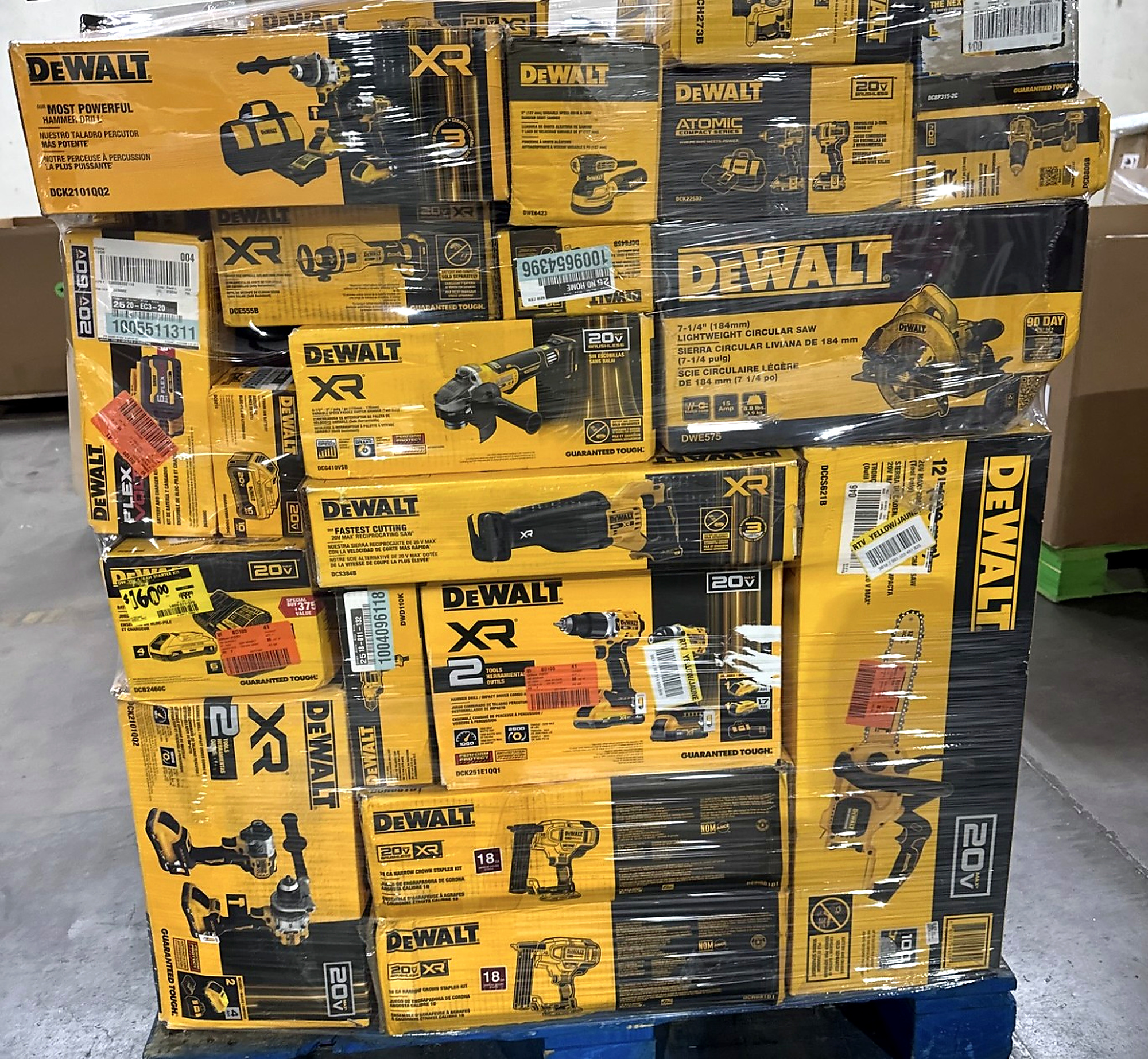 Pallet de Herramientas DEWALT de 60 Piezas – Lote para Constructores